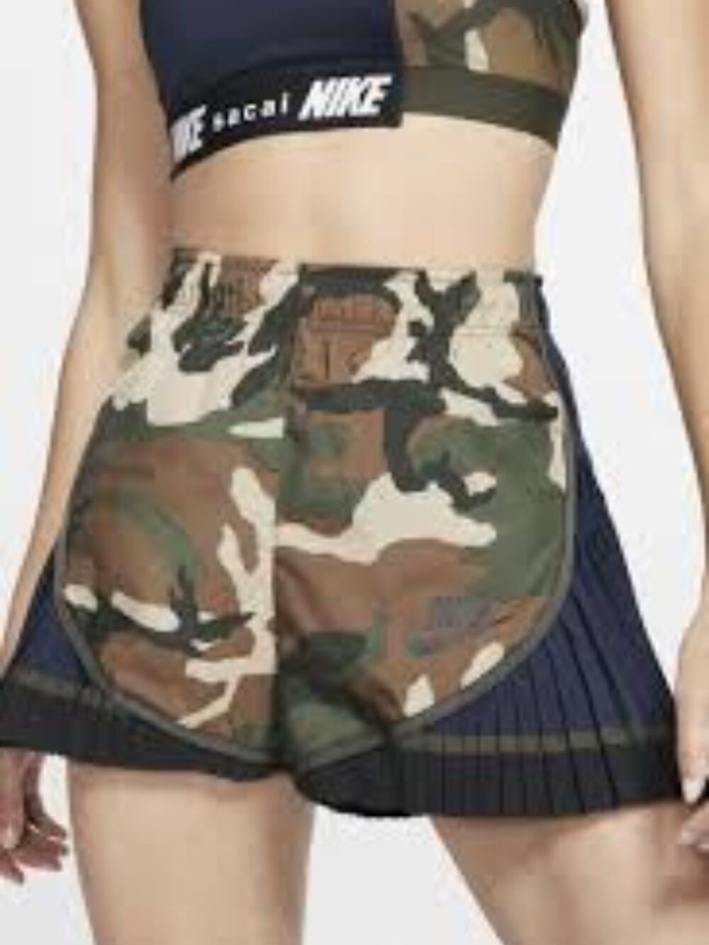NWOT NIKE x SACAI Camo/Navy Shorts, Sz Small